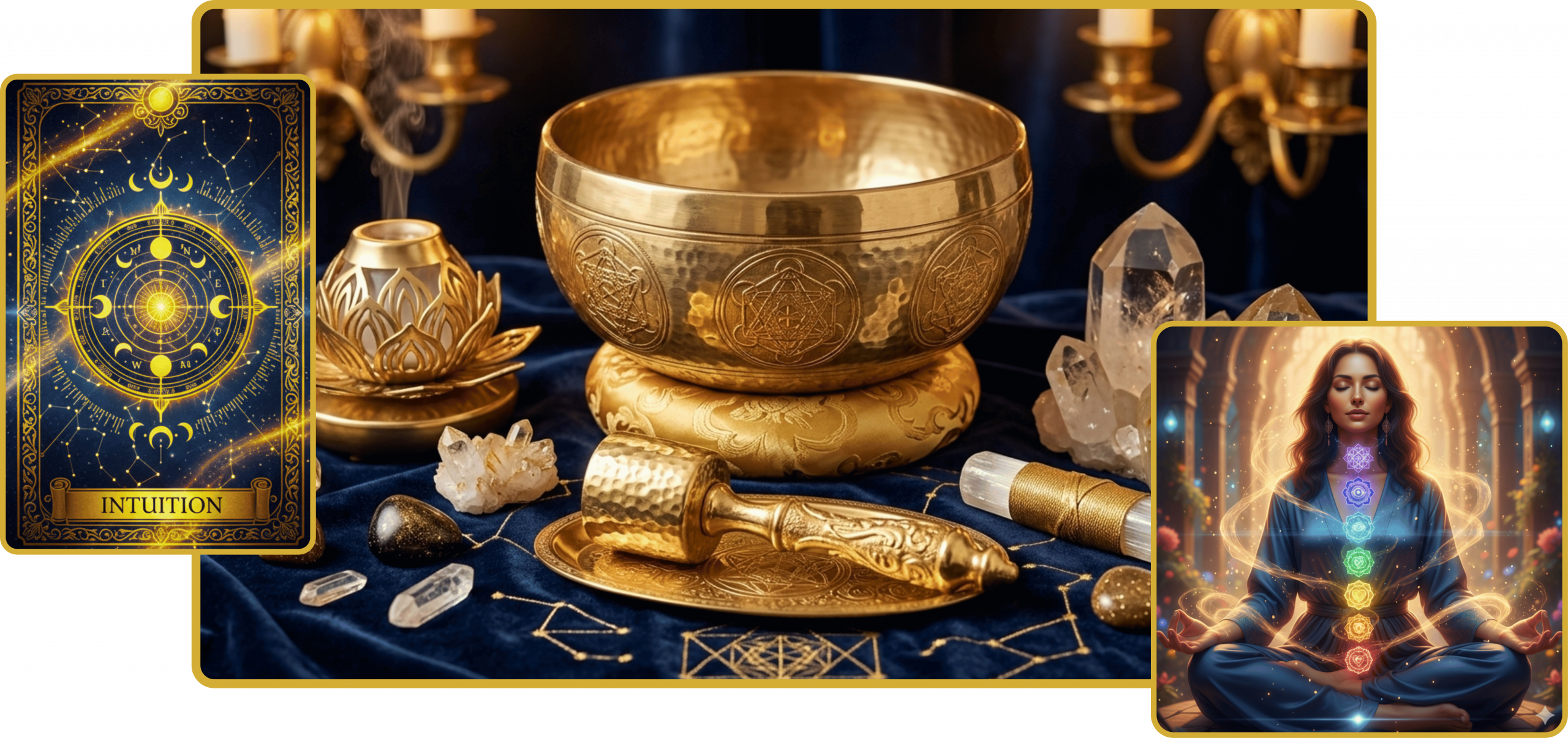 Healing candles and crystals